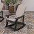 Atlantic All-Weather Black Polyresin Adirondack Rocking Chair with Vertical Slats And Cream Weather Resistant Cushions