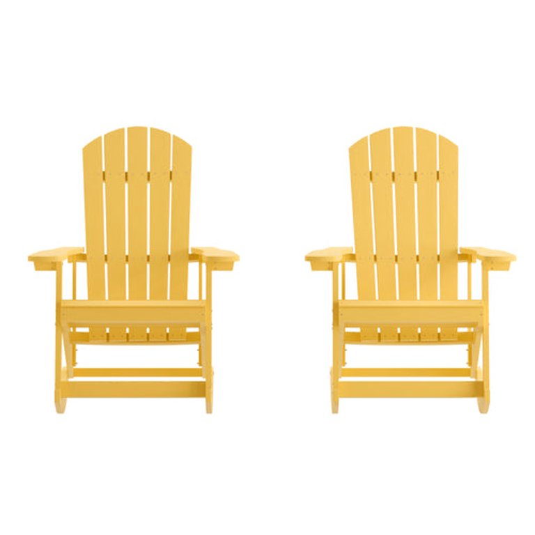 Atlantic All-Weather Polyresin Adirondack Rocking Chair With Vertical Slats - Set Of 2 - Yellow