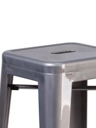 Atlas Series Backless 30" Bar Height Dining Stool with Clear Coated Metal Frame for Indoor Use