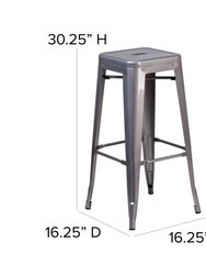 Atlas Series Backless 30" Bar Height Dining Stool with Clear Coated Metal Frame for Indoor Use