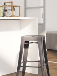 Atlas Series Backless 30" Bar Height Dining Stool with Clear Coated Metal Frame for Indoor Use