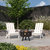 Ayala 3 Piece Outdoor Leisure Set with Set of 2 White Poly Resin Adirondack Chairs and Star and Moon Iron Fire Pit - White