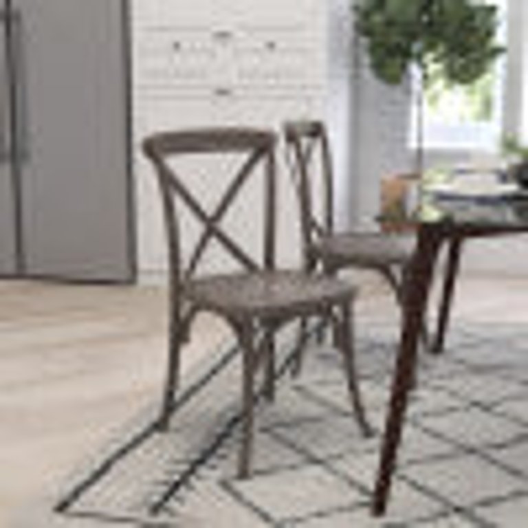 Bardstown X-Back Bistro Style Wooden High Back Dining Chair In Grey