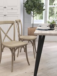 Bardstown X-Back Bistro Style Wooden High Back Dining Chair In Medium Natural With White Grain - Medium Natural With White Grain