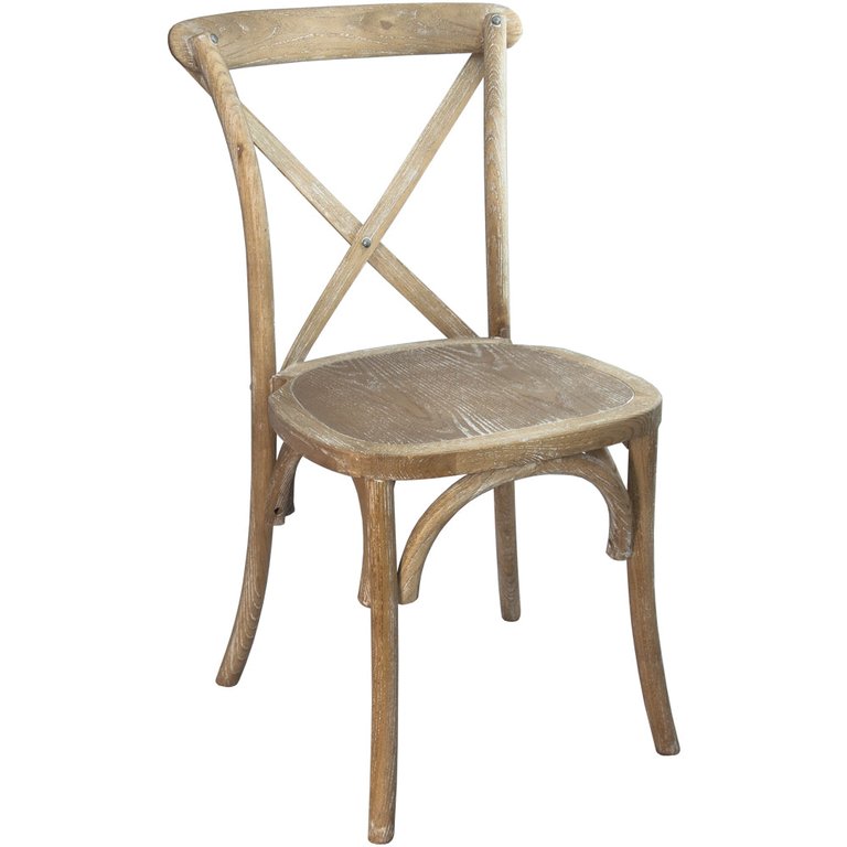 Bardstown X-Back Bistro Style Wooden High Back Dining Chair In Natural With White Grain - Natural White Grain