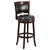 Benjamin 30" Panel Back Bar Height Stool with Black Faux Leather Upholstered Back & Seat, Nail Trim, and Cappuccino Wooden Frame