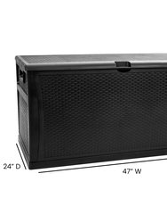 Black 120 Gallon Weather Resistant Outdoor Storage Box for Decks, Patios, Poolside and More