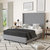 Bramlett Modern Full Size Platform Bed Frame With Padded Faux Linen Upholstered Wingback Headboard And Wood Support Slats In Gray