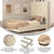 Bramlett Modern Twin Size Platform Bed Frame With Padded Faux Linen Upholstered Wingback Headboard And Wood Support Slats In Beige