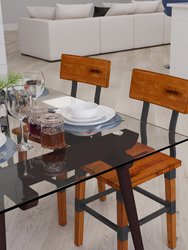 Breton Dining Chairs with Steel Supports and Footrest in Walnut Brown - Set Of 2 - Walnut Brown
