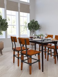 Breton Dining Chairs with Steel Supports and Footrest in Walnut Brown - Set Of 4 - Walnut Brown