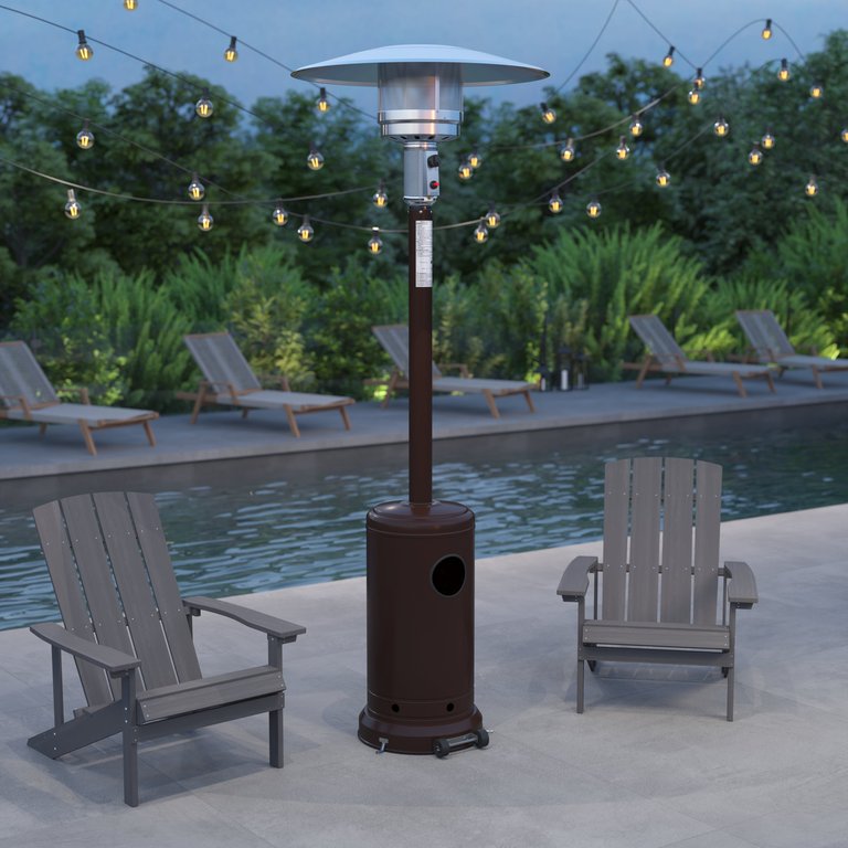 Bronze Finished Stainless Steel 7.5' Tall 40,000 BTU Outdoor Propane Patio Heater with Wheels - Bronze
