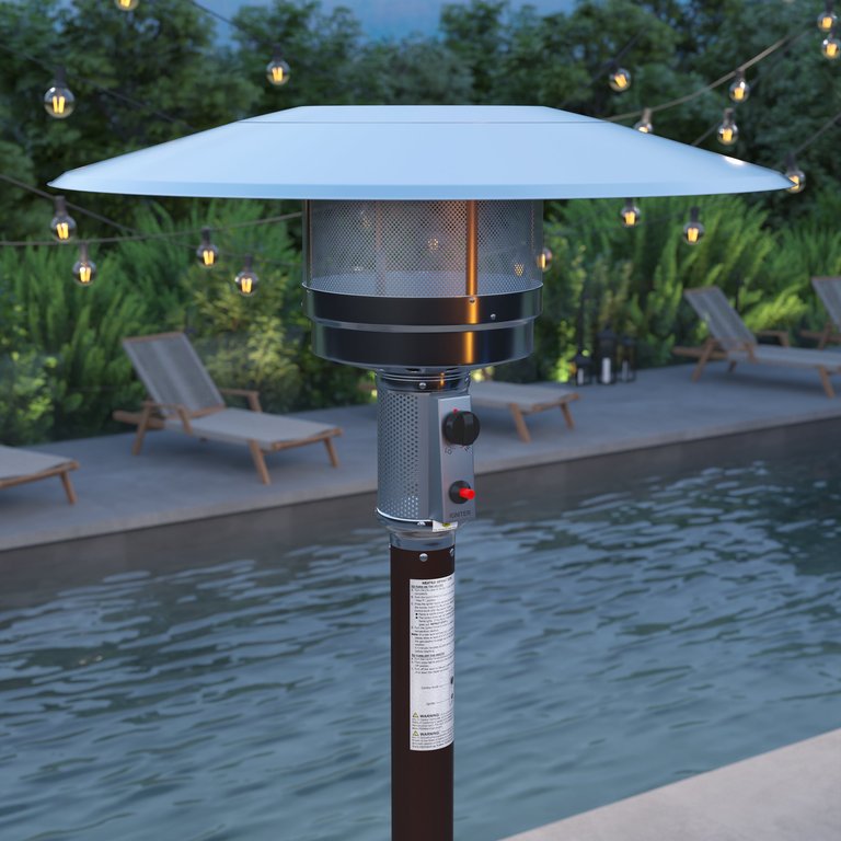 Bronze Finished Stainless Steel 7.5' Tall 40,000 BTU Outdoor Propane Patio Heater with Wheels