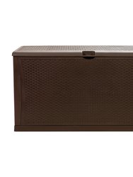 Brown 120 Gallon Weather Resistant Outdoor Storage Box for Decks, Patios, Poolside and More