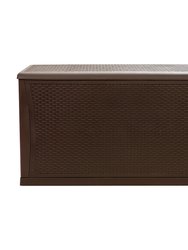 Brown 120 Gallon Weather Resistant Outdoor Storage Box for Decks, Patios, Poolside and More
