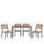 Calle 5 Piece Outdoor Synthetic Teak Poly Slat Table & Chairs Set - 30" x 48" Steel Framed Table with Umbrella Hole & 4 Club Chairs