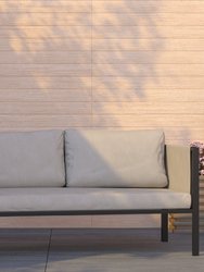 Cape Cod Outdoor Love Seat/Sofa With Removable Beige Fabric Cushions And Black Steel Frame - Beige