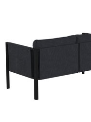 Cape Cod Outdoor Love Seat/Sofa With Removable Charcoal Fabric Cushions And Black Steel Frame