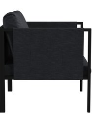 Cape Cod Outdoor Patio Chair With Charcoal Removable Fabric Cushions And Black Steel Frame
