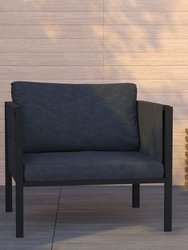 Cape Cod Outdoor Patio Chair With Charcoal Removable Fabric Cushions And Black Steel Frame - Charcoal