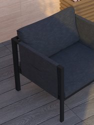 Cape Cod Outdoor Patio Chair With Charcoal Removable Fabric Cushions And Black Steel Frame