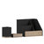 Cecil 3 Piece Desk Organizer Set For Desktop, Countertop, Or Vanity In Black Finished Metal And Rustic Wood