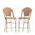 Celia Set Of Two Indoor/Outdoor Stacking French Bistro Counter Stools With Patterned Seats And Backs & Light Natural Metal Frames