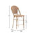 Celia Set Of Two Indoor/Outdoor Stacking French Bistro Counter Stools With Patterned Seats And Backs & Light Natural Metal Frames