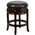 Clara 24" Cappuccino Brown Backless Wooden Counter Stool With Black Faux Leather 360 Degree Swivel Seat - Cappuccino