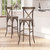 Coquette Wooden Modern Farmhouse Cross Back Bar Stool with Dark Antique Finish and Beige Cushion - Wooden/Beige