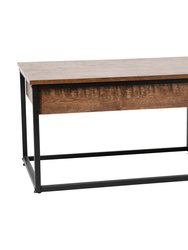 Corsica Coffee Table 2 Piece Walnut Wood Grain Surface Black Metal Frame Nesting Coffee Table With Storage