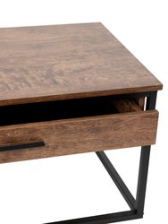 Corsica Coffee Table 2 Piece Walnut Wood Grain Surface Black Metal Frame Nesting Coffee Table With Storage