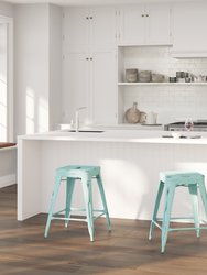 Counter Height Stool - Distressed green blue