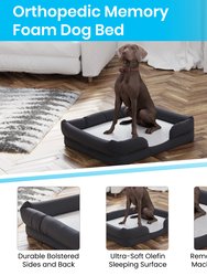 Cozy Orthopedic Joint Relief Memory Foam Bolster Dog Bed for Pets up to 25 LBS., Gray Removable, Washable Cover, Non-Slip Bottom