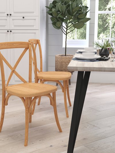Merrick Lane Davisburg Stackable Oak Wooden Cross Back Bistro Dining Chair product