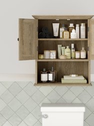 Delilah Wall Mounted Bathroom Medicine Cabinet With Adjustable Cabinet Shelf, Lower Open Shelf, And 2 Magnetic Closure Doors