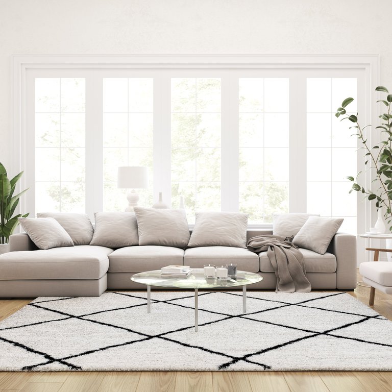 Diamond Trellis Area Rug - Gray/ivory