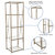 Doniphan 64" Modern Bookshelf Glass 4-Shelf Bookcase with Powder Coated Matte Gold Cross Braced Frame