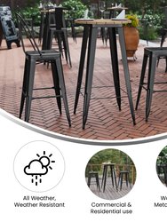 Dryden Indoor/Outdoor Bar Top Table, 23.75" Round All Weather Poly Resin Top With Steel Base