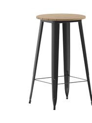Dryden Indoor/Outdoor Bar Top Table, 23.75" Round All Weather Poly Resin Top With Steel Base