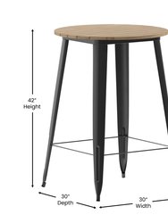 Dryden Indoor/Outdoor Bar Top Table, 30" Round All Weather Poly Resin Top With Steel Base