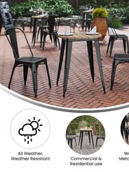 Dryden Indoor/Outdoor Dining Table, 23.75" Round All Weather Poly Resin Top With Steel Base
