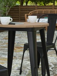 Dryden Indoor/Outdoor Dining Table, 23.75" Round All Weather Poly Resin Top With Steel Base