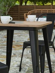Dryden Indoor/Outdoor Dining Table, 23.75" Square All Weather Poly Resin Top With Steel Base