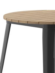 Dryden Indoor/Outdoor Dining Table, 30" Round All Weather Poly Resin Top With Steel Base