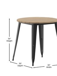 Dryden Indoor/Outdoor Dining Table, 30" Round All Weather Poly Resin Top With Steel Base
