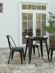 Dryden Indoor/Outdoor Dining Table, 30" Round All Weather Poly Resin Top With Steel Base - Black