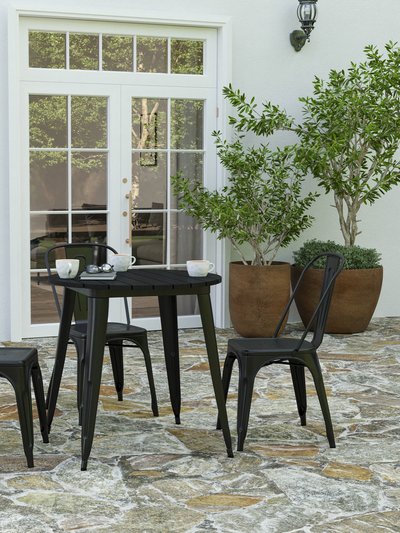 Merrick Lane Dryden Indoor/Outdoor Dining Table, 30" Round All Weather Poly Resin Top With Steel Base product