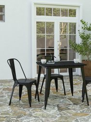 Dryden Indoor/Outdoor Dining Table, 31.5" Square All Weather Poly Resin Top With Steel Base - Black