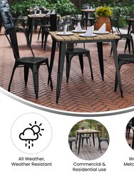Dryden Indoor/Outdoor Dining Table, 31.5" Square All Weather Poly Resin Top With Steel Base